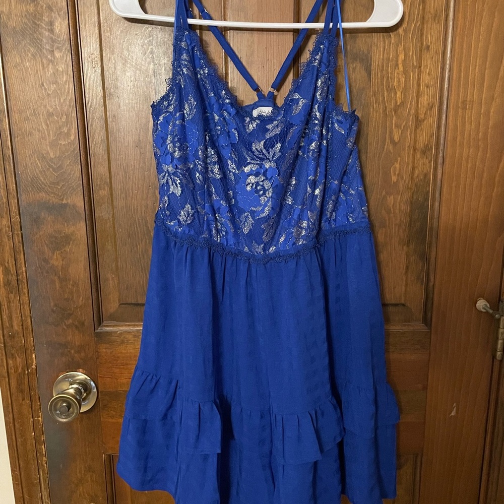 White Birch Royal Blue Lace Dress Homecoming Formal size Large